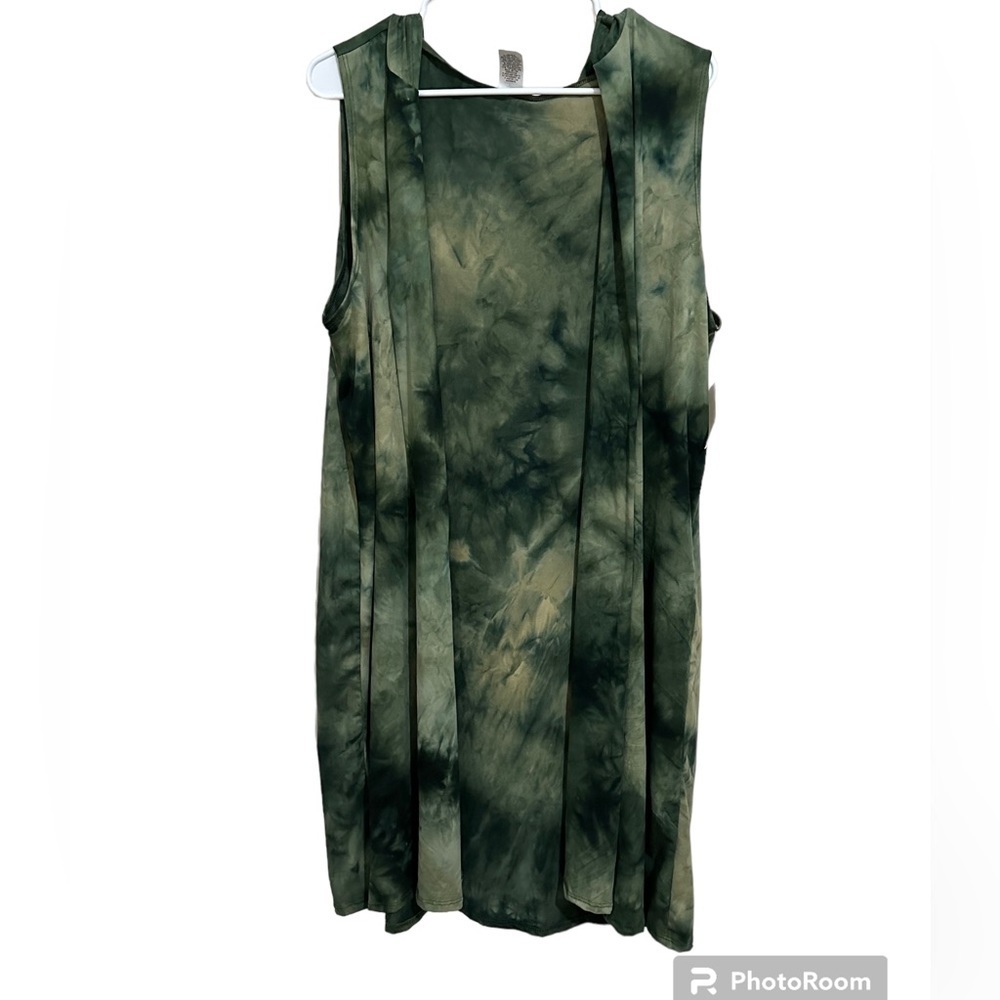 Women’s Olive Tie-Dye Sleeveless Duster Vest